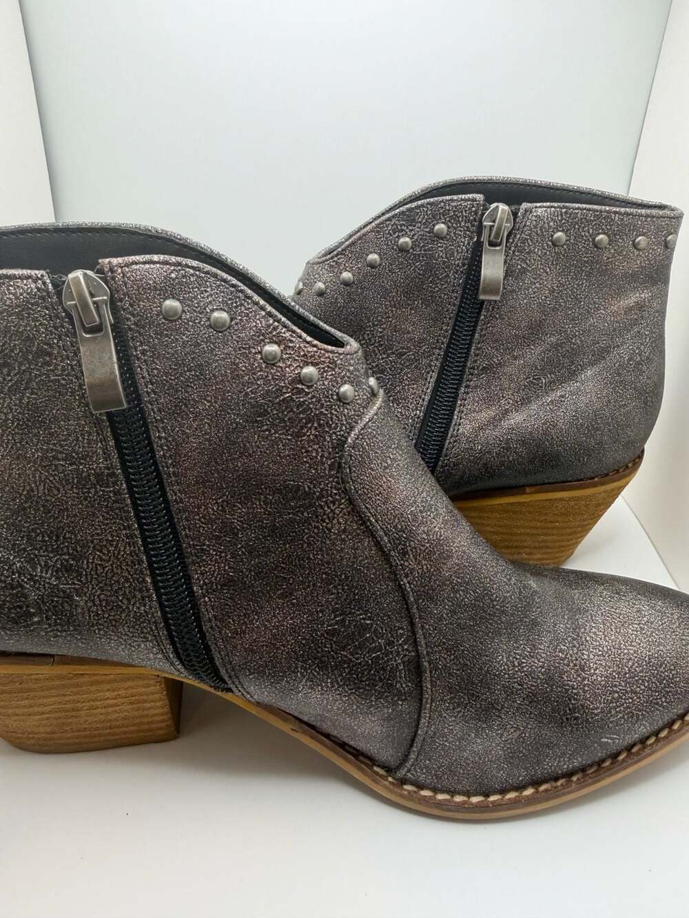 Boutique by Corkys Swifton Gunmetal Distressed Studded Ankle Booties - Picture 7 of 7